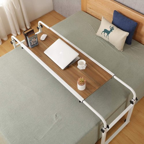 Overbed Desk Laptop Desk Laptop Cart with Wheels Over Bed Desk Adjustable Overbed Table with Wheels King Queen Bed Table Bed Table on Wheels Overbed Laptop Table(Ancient Oak)