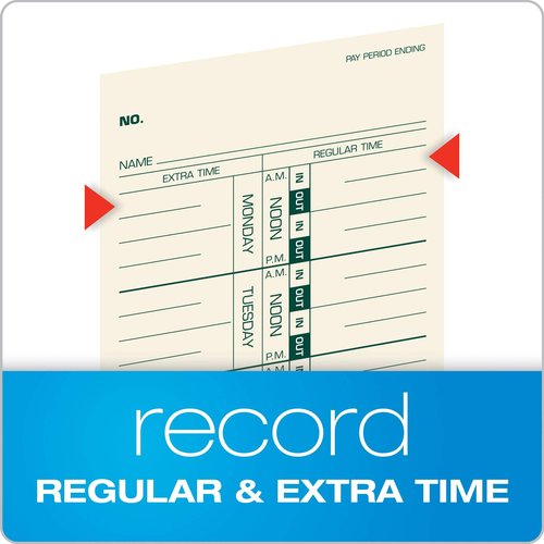 TOPS Weekly Employee Time Cards - One Sided Time Tracking Cards, Green Ink Print, 9" x 3.5", Manila Stock, Payroll Attendance Record, Ideal for Small to Large Businesses - 500 Cards (Pack of 1)