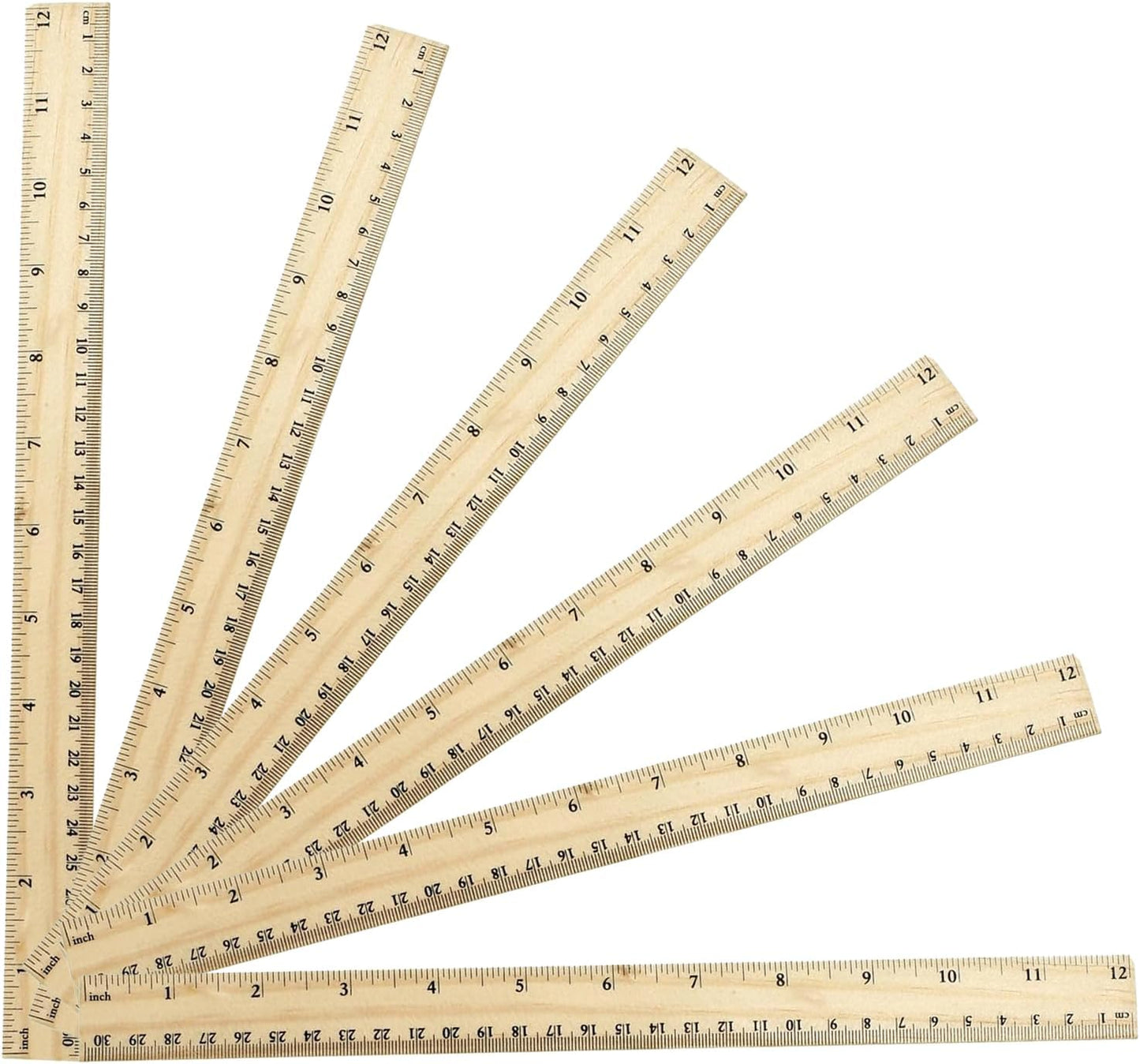 Wooden Ruler 12 Inch - 6 Pack High-Quality Easy-to-Read Metric Rulers for Home & Office | Ideal for Drawing