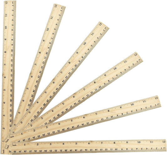Wooden Ruler 12 Inch - 6 Pack High-Quality Easy-to-Read Metric Rulers for Home & Office | Ideal for Drawing