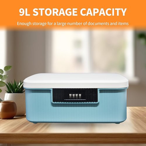 Lockable Storage Container Bin, 9L/2.3 Gallon Capacity Combination Lockable Storage Box Plastic Storage Trunk with Lock for Office Locker/School/Home Item Organizer (Blue)