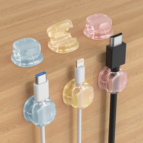 6 PCS Magnetic Cable Organizer Desk Cord Holder Clips – Cable Management for Office & Home, Wire Accessories for Wall, Phone, Charger – Clip Organizers for Desktop Organization, Multicolour