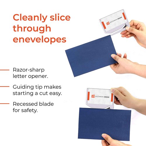 Uncommon Desks Business Card Letter Openers - (25 Pack) (White) Professional Letter Openers with Business Card Insert, Perfect Promotional Item for Business
