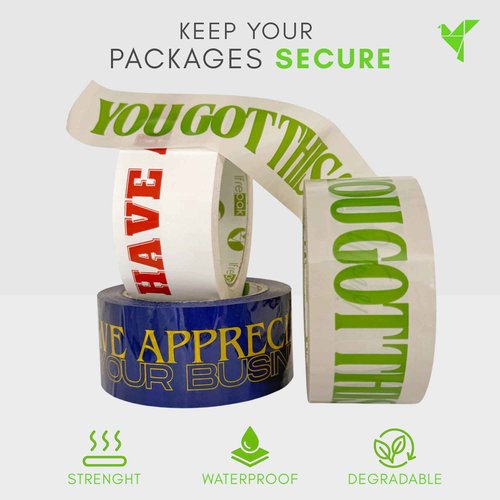 3-Roll Bundle Decorative Printed Packing Shipping Tape for Small Businesses - Have a Nice Day, You Got This, We Appreciate Your Business, Printed Packing Tape for Moving Boxes, 110 Yards (330 FT) Each