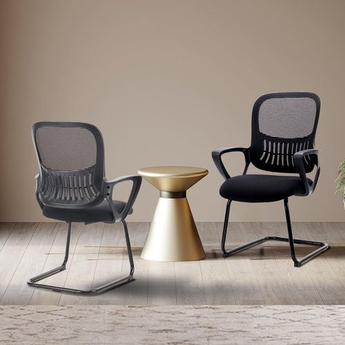 DUMOS Office Desk Chair with Sled Base Set of 2, Ergonomic Executive Mesh Computer Chairs with Lumbar Support for Home Bedroom Waiting Reception Guest Student