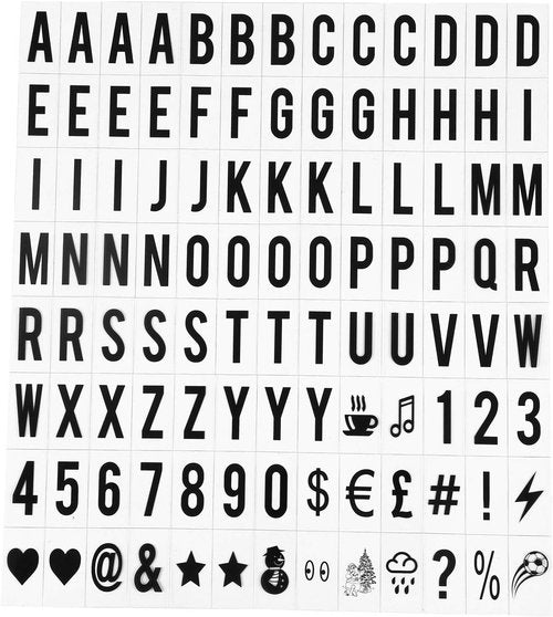 Skiennix 104-Piece Black Cinematic Lightbox Replacement Letters & Numbers | Perfect for A4 Message Boards (65.4x35mm)