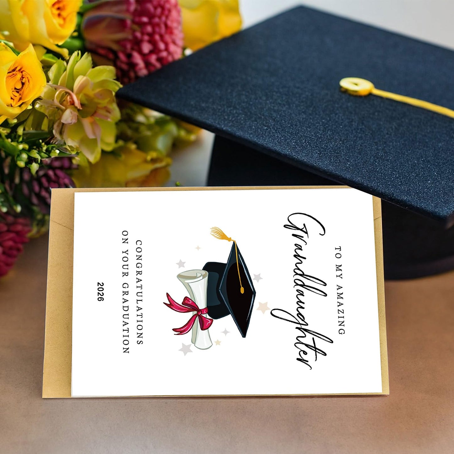 tiangqiwoole Graduation Card for Granddaughter 2026 Proud Grandparents Congrats Greeting Inspirational Gift for High School or College Achievement (Granddaughter)