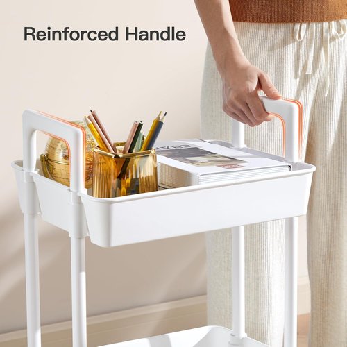 Pipishell Bamboo Bed Tray Table - Foldable Legs & 3-Tier Rolling Cart Organizer for Easy Storage