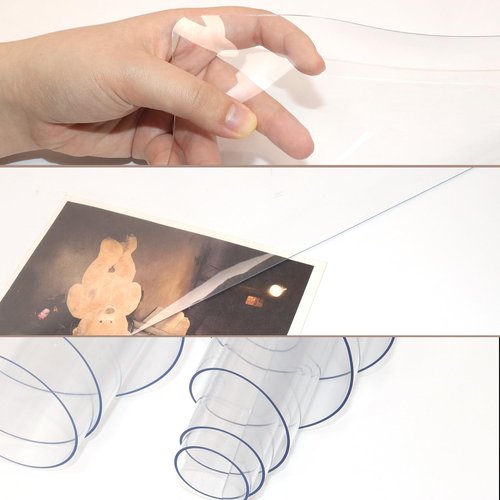 BLESWIN Clear Desk Mat, Transparent Writing Desk Mat, Durable Waterproof Multi-Functional Table Protector with Non-Slip Adhesive, 16.93 x 35.43 Inches, Suitable for Home and Office
