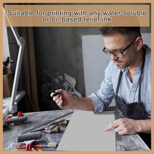 Yeaqee 8 Pcs 8 x 10 Inch Linoleum Block Rubber Carving Block Soft Linocut Blocks Large Linoleum Sheet Unmounted Lino Plates for Engraving Art Project Printmaking Artist Studio Supplies, Gray
