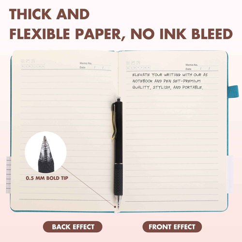 Aodaer 12 Set Lined Notebook Journals with Pens A5 Notebooks 100 GSM College Ruled Hardcover Notebook PU Leather Notepad with Pen Holder for Office School, 5.7 x 8.3 Inches, Deep Multicolor