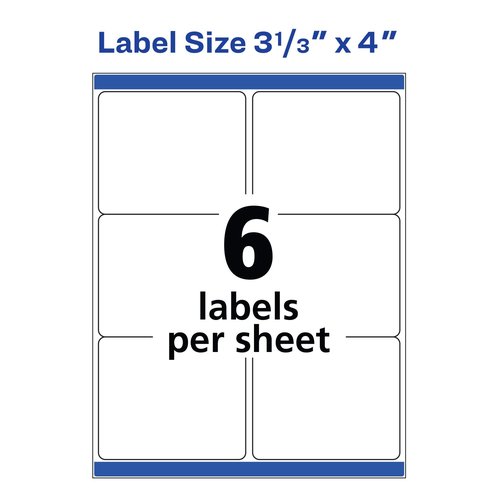 Avery Shipping Labels with TrueBlock Technology for Inkjet Printers , 3-1/3" x 4", 150 Labels per Pack, Case Pack of 5 (8164)