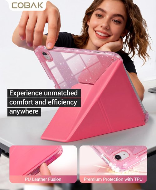 CoBak iPad Case - Protective Cover for 11th Gen 11" & 10th Gen 10.9" | Multi-Angle Stand, Pencil Holder, Auto Wake/Sleep - Pink