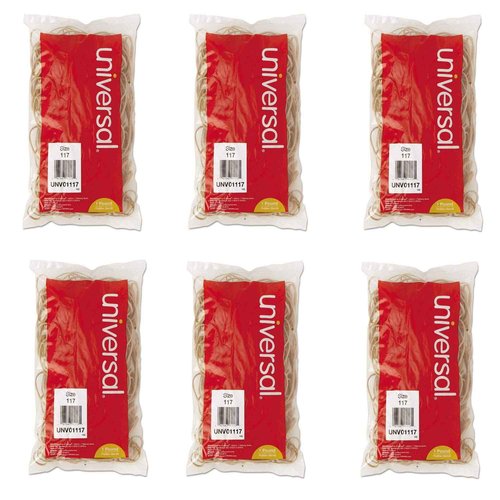 Universal, 01117, Rubber Bands, Size 117, 0.06" Gauge, Beige, 1 lb Box, 210/Pack, Sold As 6 Packs