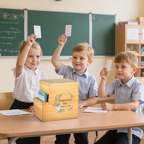 Amcortn Suggestion Box with Slot - Prayer Requests, Donatio, Wooden Office Comment Ballot Boxes with Side, Collection Boxes