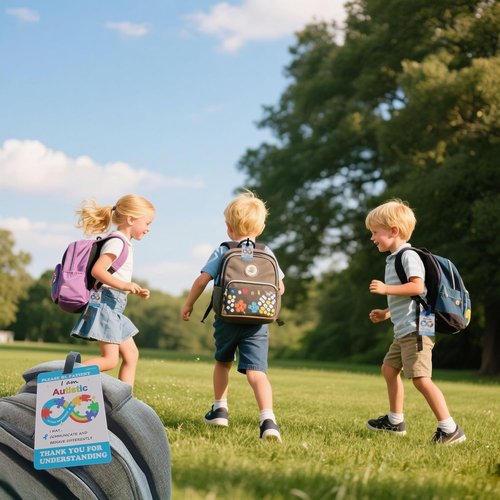 Autism Safety Tag Card - Travel Communication Solution with Loop Fastener Strips | Pack of 3 Sets