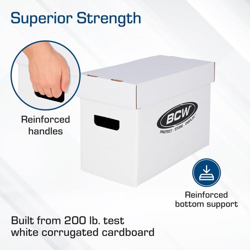 BCW Short Comic Storage Box - 5 Pack | Holds 150-175 Current/Silver Age Comics | Stackable, Durable 200 lb. Strength