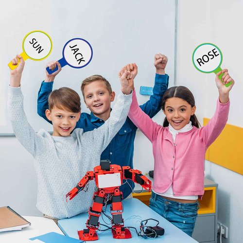 Crtiin 80 Pcs Colorful Dry Erase Paddles Set Include 40 Dry Erase Paddles with 40 Markers Double Sided Handheld Whiteboard for Answer Numbers Voting Blank Fans(Round)