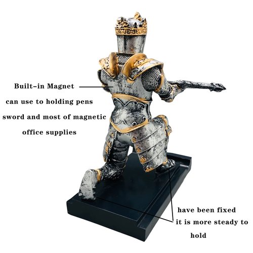 AMJUDOT Knight Pen Holder Magnetic Knight Pencil Holder Stand Holder for Gamepad,Phones Office Desk Supplies Ornament (Iron)