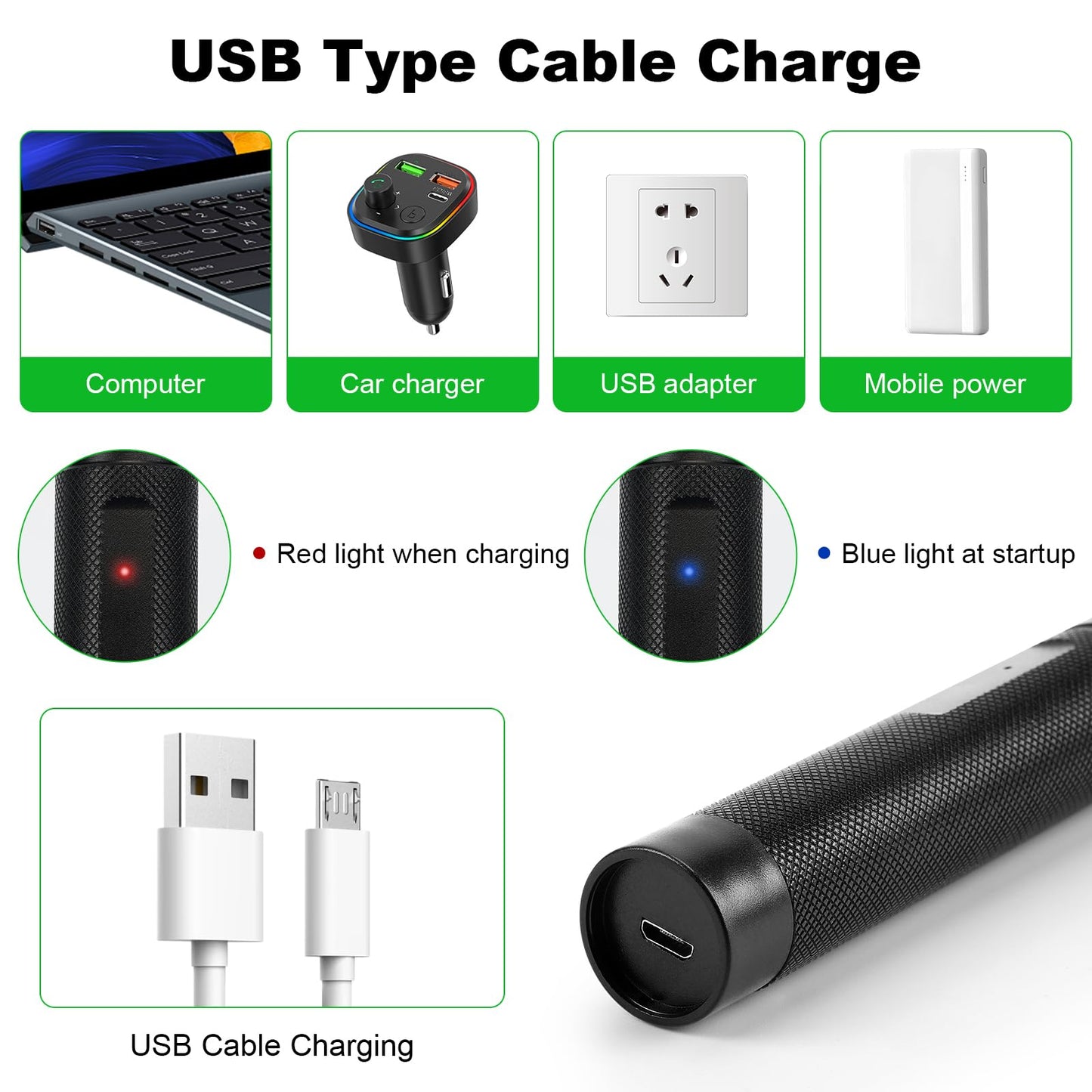 Damflew Green Laser Pointer High Power - Long Range Rechargeable Laser Beam, USB Charging Port for Hiking, Presentations & Outdoor Use (Professional-Grade Green Light)
