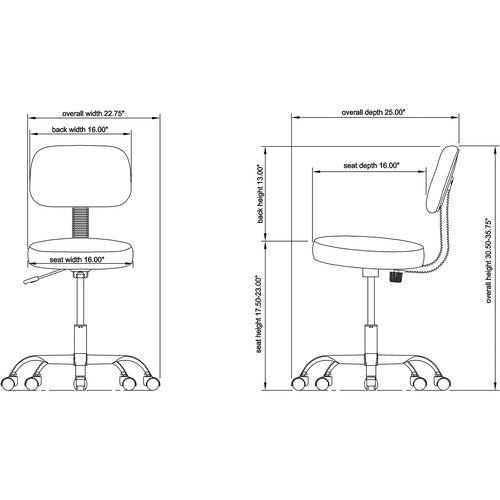 Lorell Pneumatic Height Stools with Back, 24 by 24 by 36-Inch, Black