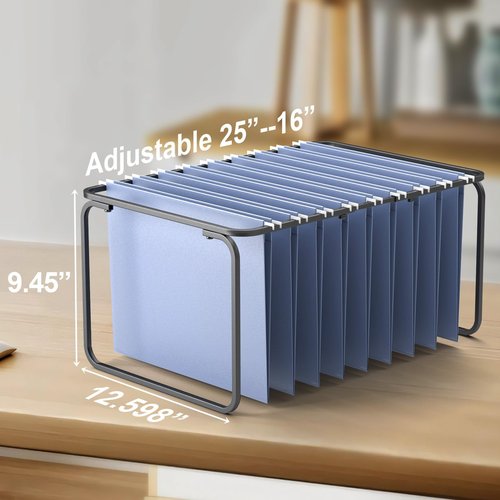 Upgraded Adjustable Hanging File Folder Frame,Legal/Letter Size,Length Adjusted 16 to 25 inches,Heavy Duty Steel File Drawer/Cabinet Organizer Insert, Hanging Folder Holder,12.598" W X 9.45" H