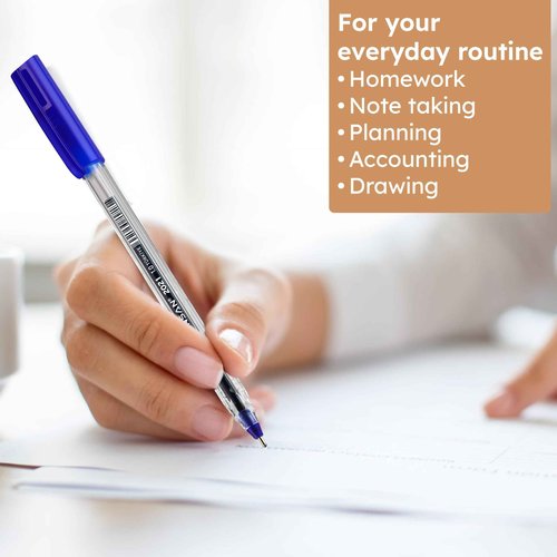 PENSAN Blue Ballpoint Pens,1.0 mm Medium Point, Blue Pens, Ergonomic Triangle Grip, Smooth Writing, 300-Count Pack of Bulk Pens