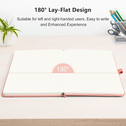 RETTACY A5 Blank Journal Notebook - Leather Hardcover, 192 Pages, 100 GSM Thick Paper | Pink for Sketching & Drawing