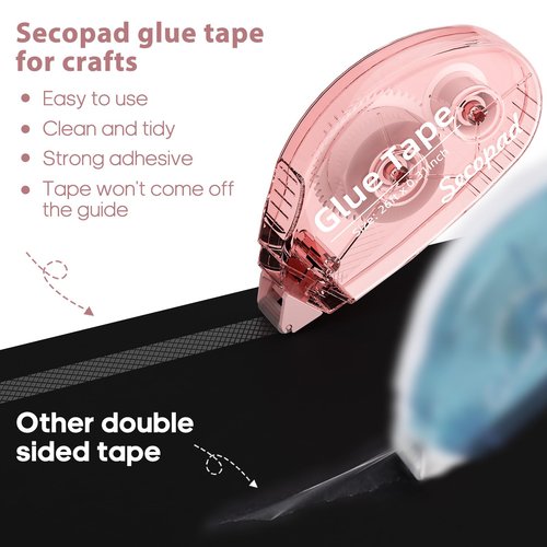 Secopad 12 Pack Scrapbook Tape, Double Sided Tape for Crafts, Adhesive Tape Glue Runner for Scrapbooking Journaling Supplies, Tape Roller for Kids and Adults School Office Supplies, 0.3IN x 26FT