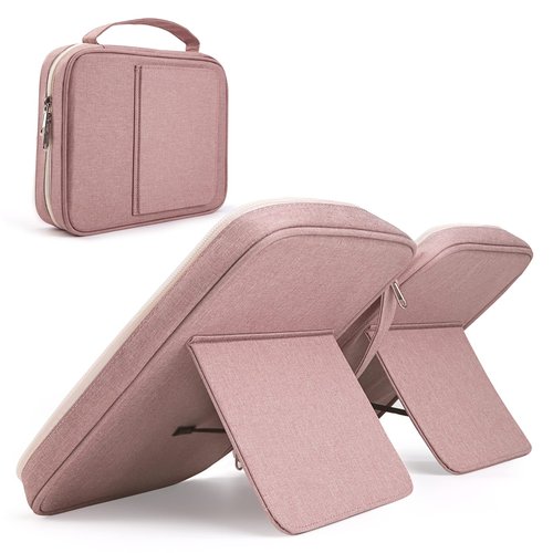 Bible Covers for Men & Women, Bible Case Carrying Church Bag with Book Stand, Bible Bag with Handle, Zipper and Multi-Pockets for Scripture Study Bible Protector (Pink)