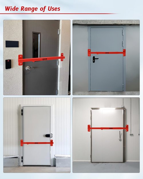 Adjustable Office Door Bar Fit for 32" to 42" Outward Opening Doors, Heavy Duty Anti-Theft Shed Security Barricade Lock Bar, Suitable for Jobsite Office, Warehouse, Trailer Door