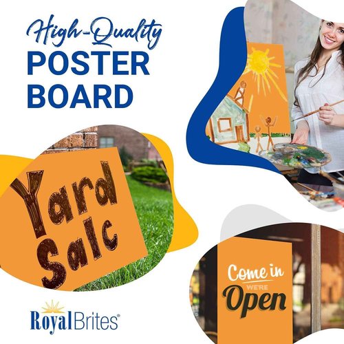 Orange Poster Board, Premium 2-Sided 22x28 Poster Board for School Projects, Arts & Crafts, Water & Fade Resistant Posterboard for Signs & Presentations, Large Poster Board 22x28”, 40 Count