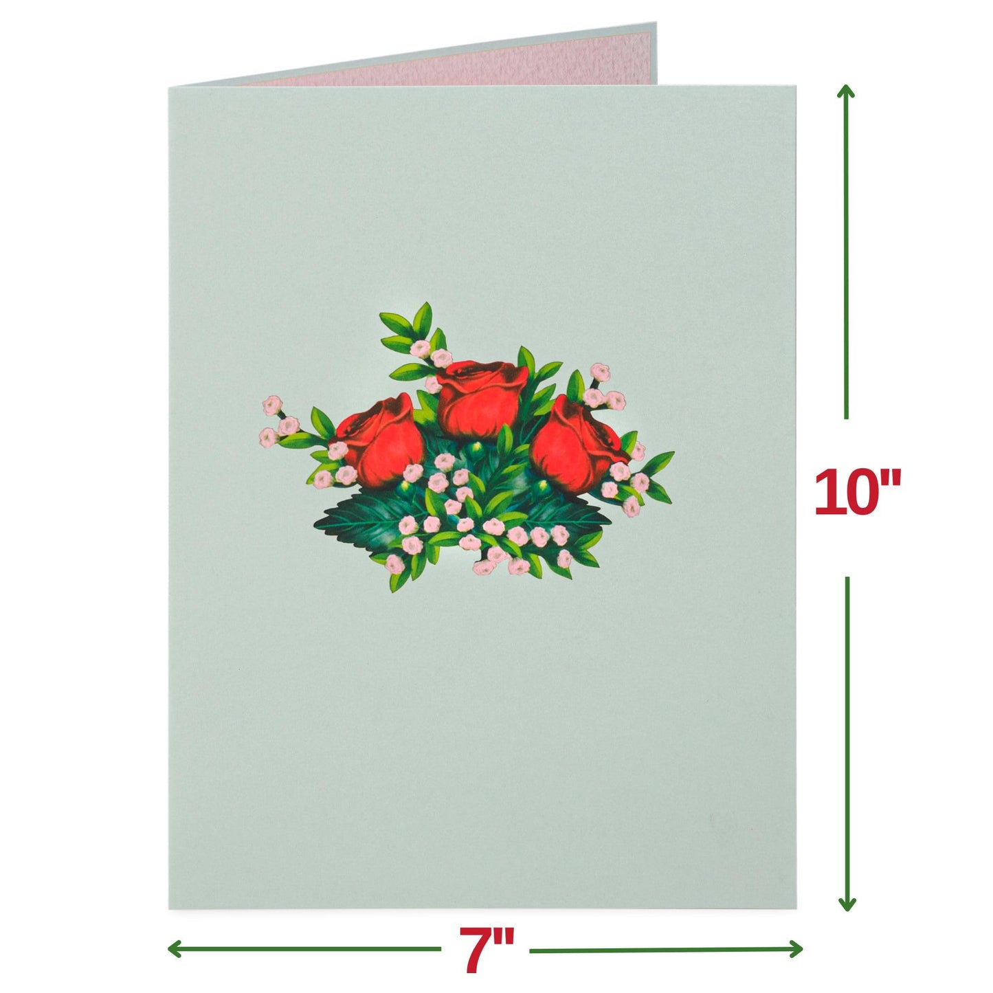 Paper Love 3D Lovely Roses Flower Bouquet Pop Up Card, with Forever Keepsake, Gift for Birthday, Wedding, Anniversary, Graduation, Get Well, Thank You, Mothers Day, Valentines Day, All Occasion - Oversized 10" x 7" Cards - with Envelope And Note Card