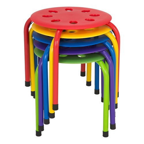 Norwood Commercial Furniture Daycare Stacking Stools for Kids, 12" Children's Portable Nesting Office and Classroom Stools, Assorted Color, Pack of 5
