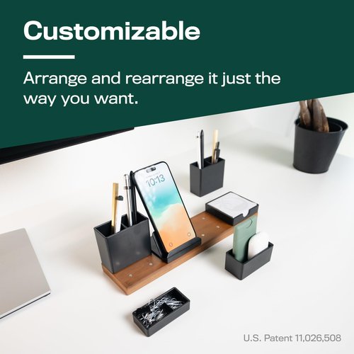 The Original Magnetic Desk Organizer (As Seen On PBS) - Patented Office Supplies Holder with Customizable Trays - Black