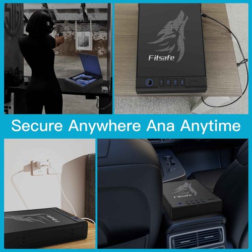 Fitsafe Biometric Gun Safe for Handguns, Quick Access with 4 Methods: Fingerprint, Digital Keypad, Key, and App，Ideal for Nightstand and Home Security