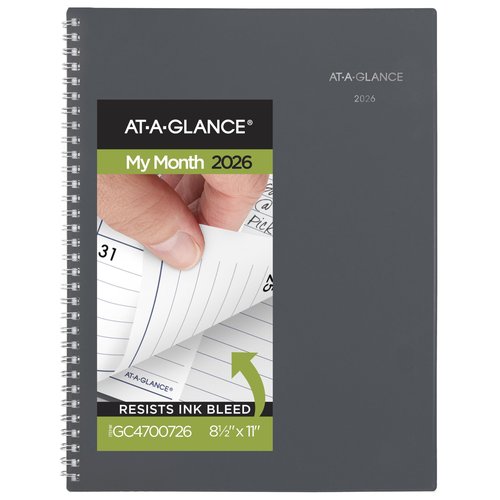 AT-A-GLANCE 2026 Planner, Monthly, 8-1/2" x 11", Large, DayMinder, Gray (GC4700726)
