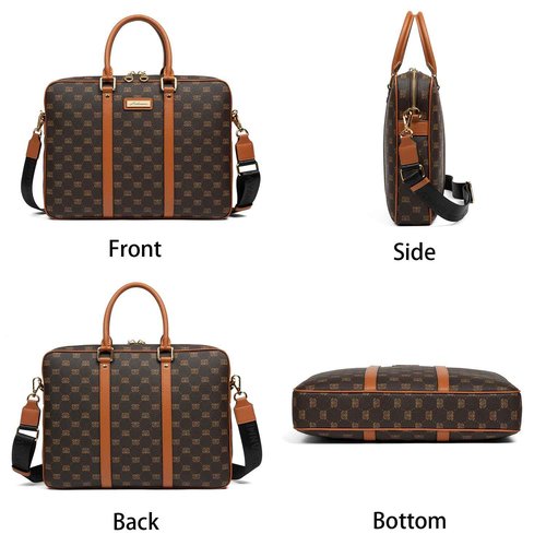Malirona Laptop Bag Briefcase for Men Women Messenger Shoulder Bag Travel Crossbody Purse Business Bag for 15inch Laptop (Beige, 14inch)