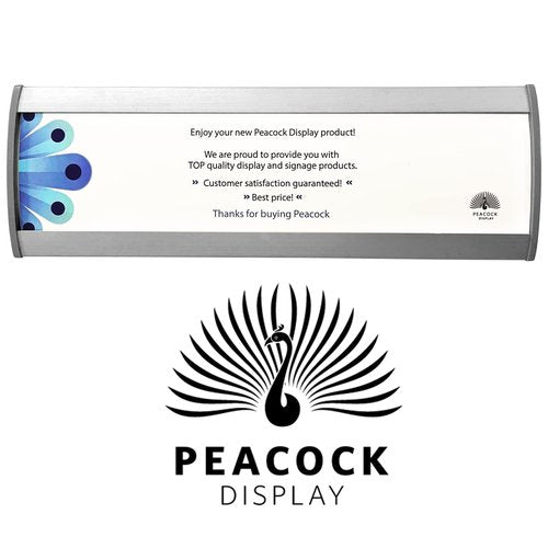 PEACOCK DISPLAY Curved Office Business Door Sign Holder | Aluminum Wall Mount Name Plate Holder, cubicle sign holder, sturdy and beautiful – 8.00" W X 2.80" H (N70x8 5 sign)