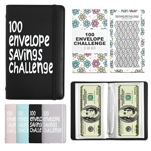 Possibilityk 100 Days Money Saving Challenge Coin Envelope Budgetstorage Book, Best Gifts, Savings Budget Stuffing Binder, Money Saver, Mini Cash Envelopes for Budgeting, for Office Home(1*Black)