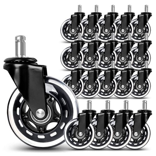 Office Chair Caster Wheels Replacement, Heavy Duty Casters Safe for All Floors,Without Chair Mats. 3" Office Furniture Casters Replacement,Universal Fit (4set,20pcs)
