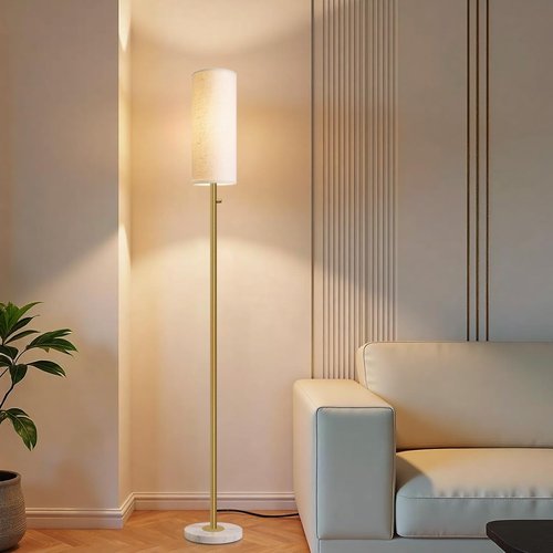 Aulaiyi Dimmable Gold Floor Lamp for Living Room,Modern Standing Lamp with Marble Base,LED Bulb Included,Floor Lamps for Bedroom, Living Room,Office,Reading and Nursery(Gold Floor Lamp)