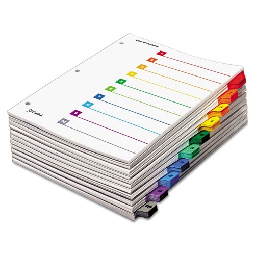 Cardinal 10 Tab Binder Dividers for 3 Ring Binders, QuickStep OneStep Deisgn, Numbered 1-10, Multicolor Tabs, Bulk Index Organization System, 24 Sets (61038CB)