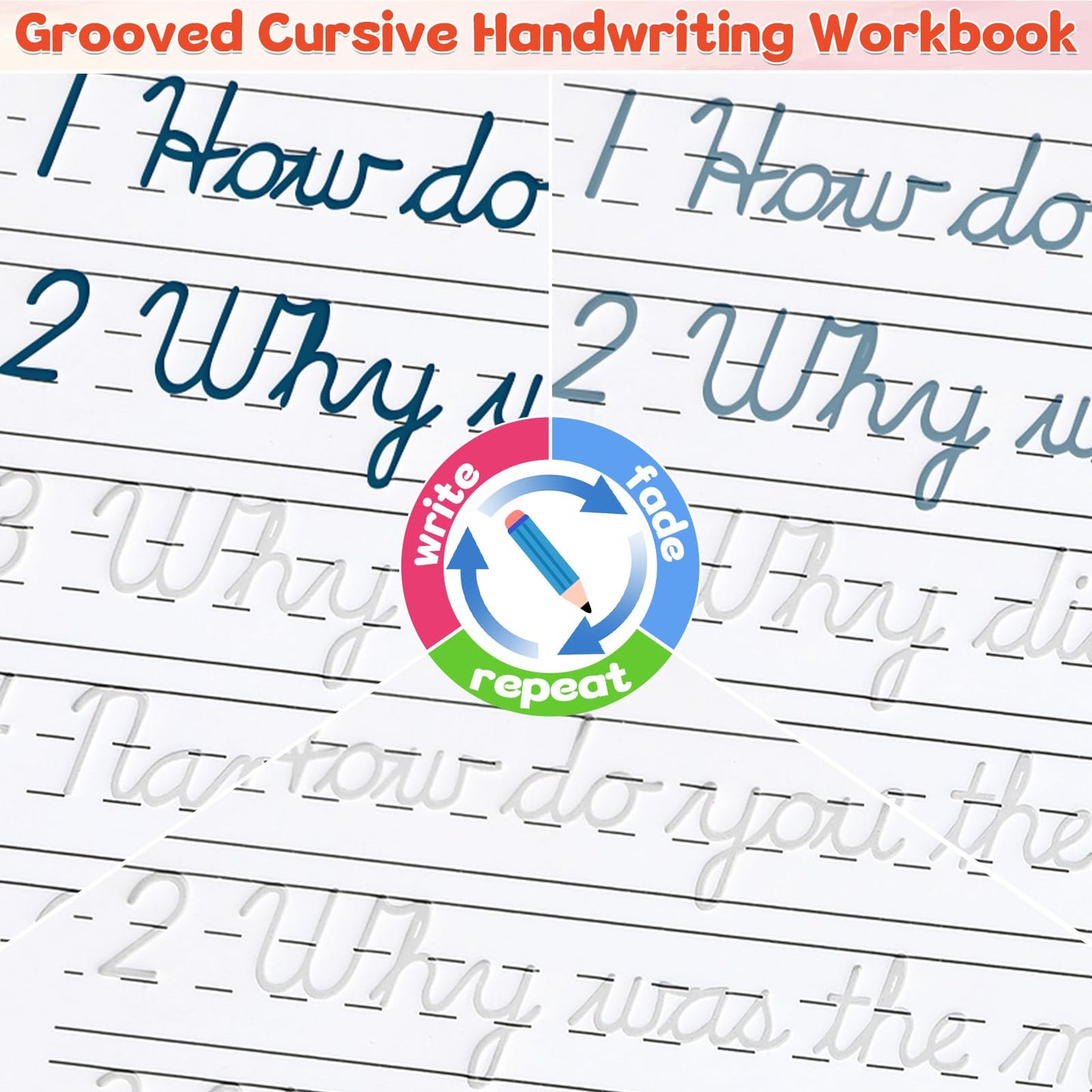 chiazllta Grooved Cursive Handwriting Workbook with Disappearing Ink Pens Magic Reusable Grooved Cursive Writing Practice for Beginners Kids Kickoff Workbook Homeschooling Supplies (Jokes & Riddles)