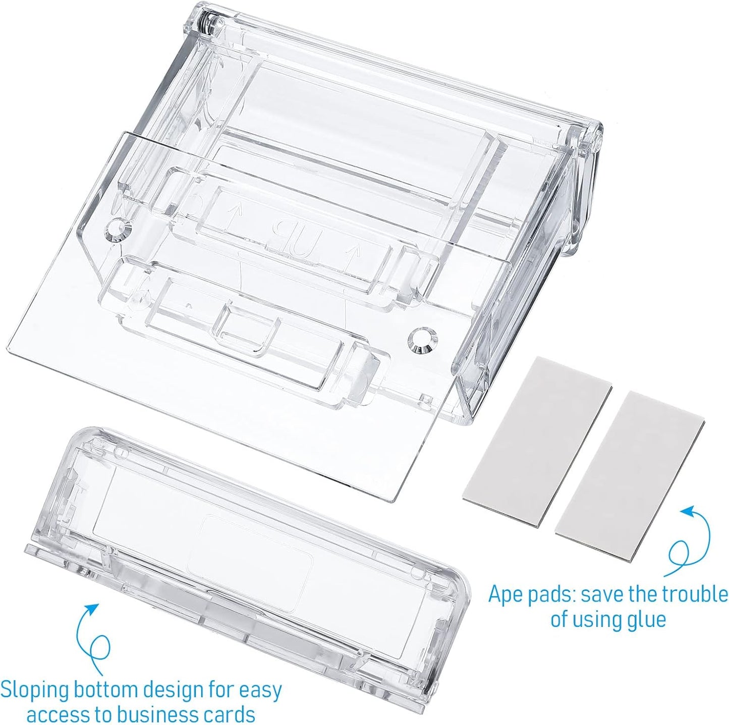 Vicenpal Outdoor Business Card Holder - Clear Acrylic Wall Mount Box | Peel and Stick, 4.25 x 1.46 x 2.87 Inch