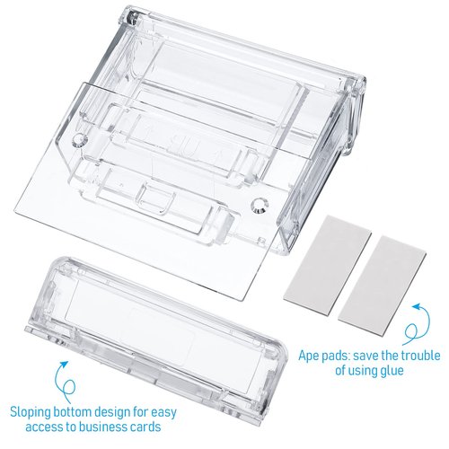 Vicenpal Outdoor Business Card Holder Clear Wall Mount Acrylic Business Card Box Included Peel and Stick for Office Store Trucks Wall Outdoor 4.25 x 1.46 x 2.87 inch(2 Pieces)