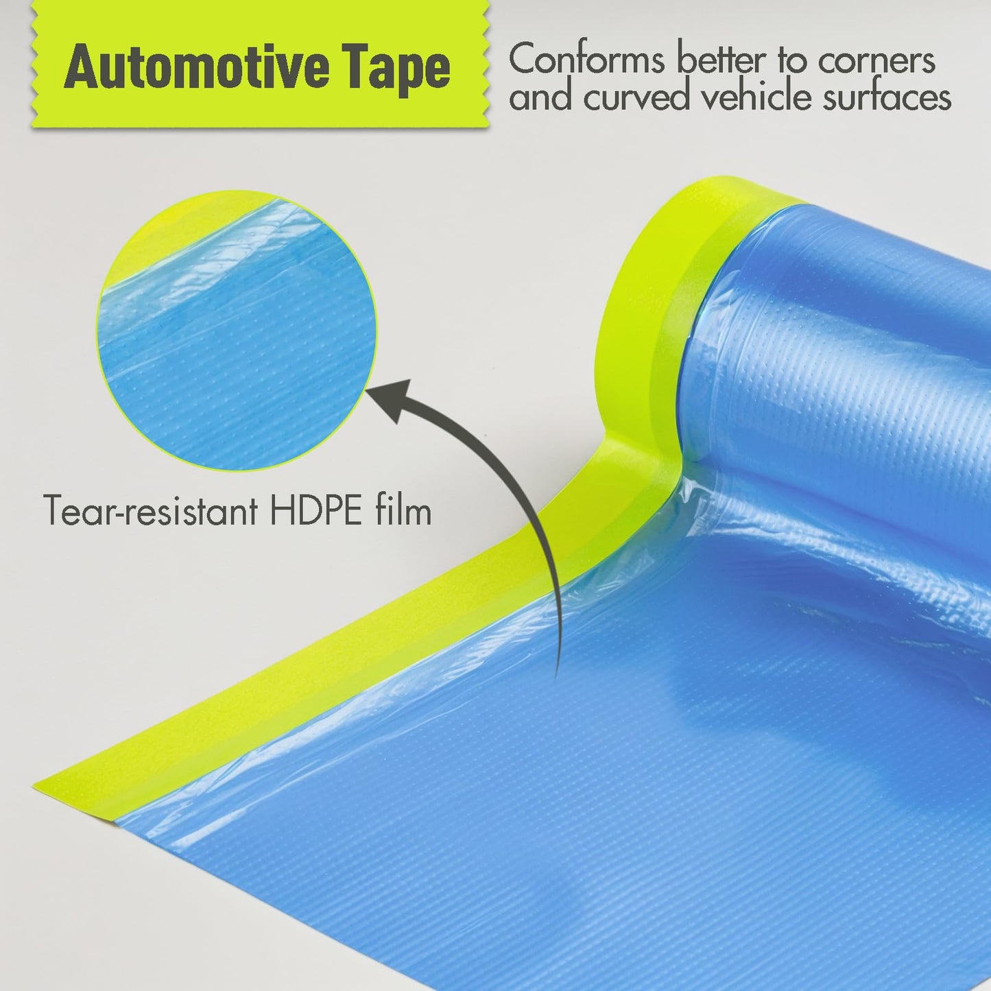 Tangibay Pre-Taped Masking Film for Painting - 22" x 66' Painters Plastic Sheeting with Automotive Paint Tape and Drape for Covering Cars, Walls, Windows and Furniture Protection (2 Rolls)