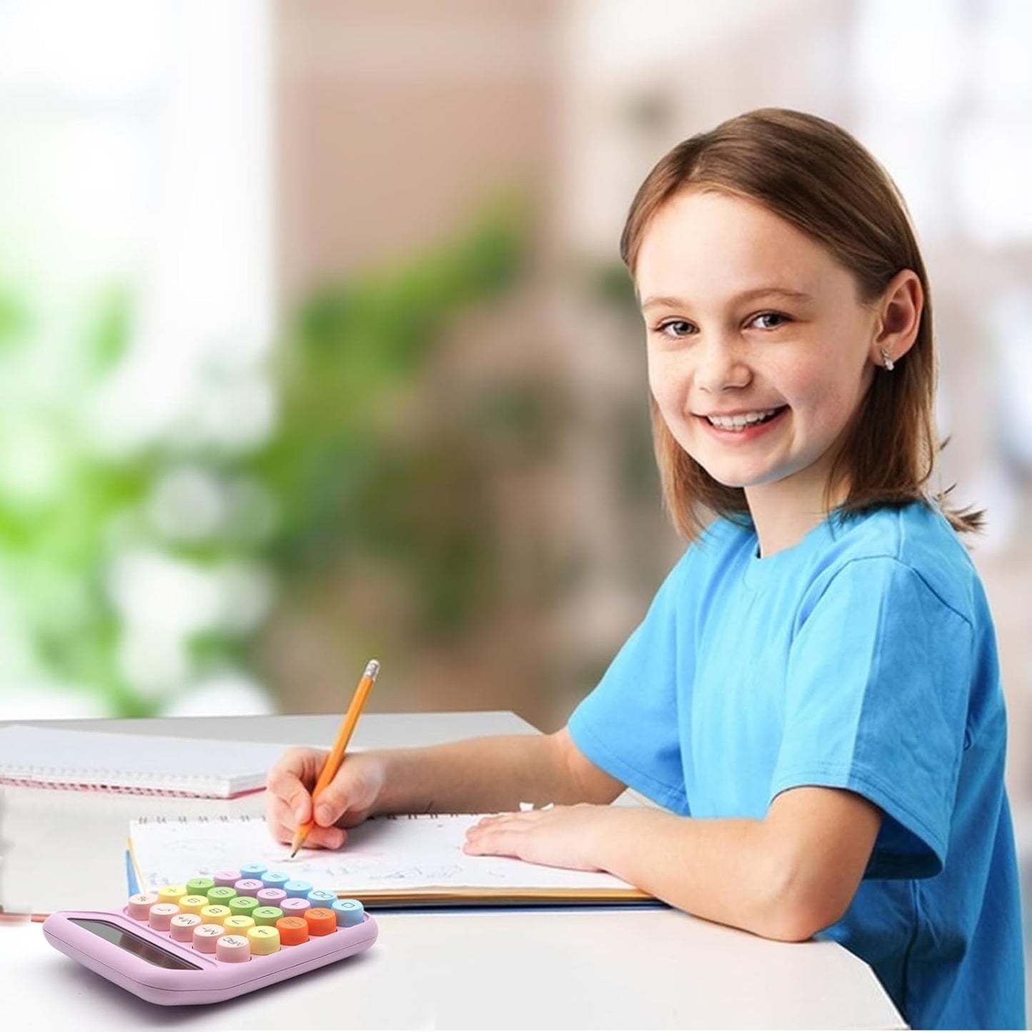 Skiennix Purple Calculator - Cute 12-Digit Display with Big Buttons | Essential Office Supplies