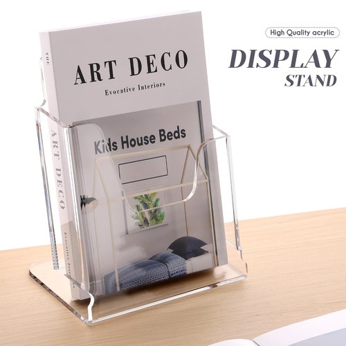 HeZone Acrylic Brochure Holder 6X8 Inches Clear Acrylic Flyer Holder Brochure Holder Sign Holder Pamphlet Holder Menu Holder Display Stand 1 Pack For Weddings Offices Exhibition Restaurants Hotel Etc…