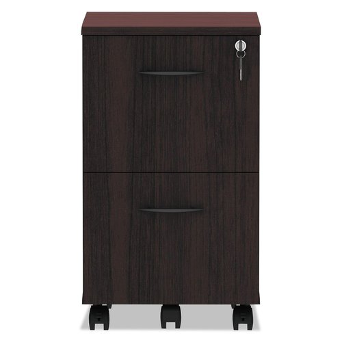 Alera Alera Valencia Series Mobile Pedestal, Left Or Right, 2 Legal/Letter-Size File Drawers, Mahogany, 15.38" X 20" X 26.63"